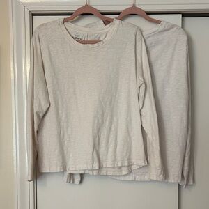 Two j Crew Long Sleeve Tees in Soft Ivory